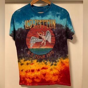 Led Zeppelin US Tour 1975 T Shirt Mens Size Medium Tie Dye